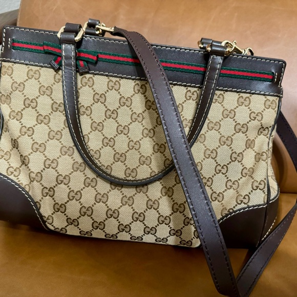 Gucci Handbags - Gucci GG Canvas Web Sherry Line Tote Bag